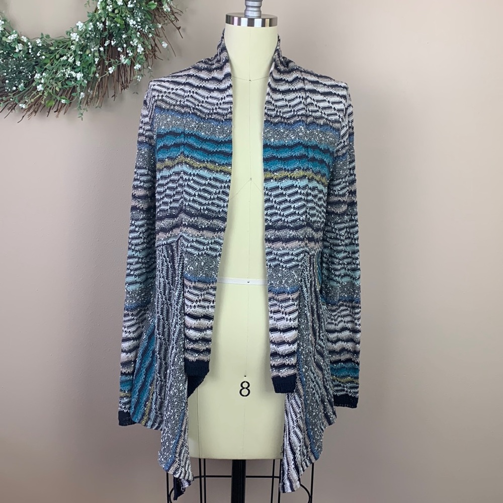 NIC + ZOE Women’s Striped Multicolor Cardigan Size Medium